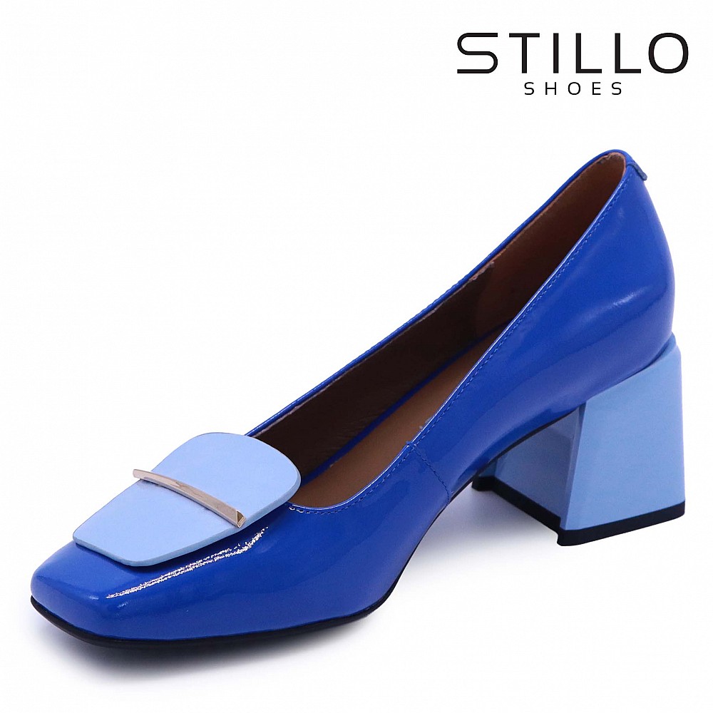 Лачени сини обувки с ток - 47815 — Stillo-bg.com