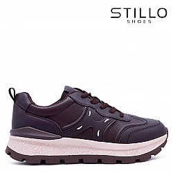 Тъмнокафяви дамски сникърси с грайфер – 48014 — Stillo-bg.com Тъмнокафяви дамски сникърси с грайфер – 48014