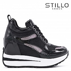 Дамски сникърси с брокат на платформа – 48630 — Stillo-bg.com Дамски сникърси с брокат на платформа – 48630
